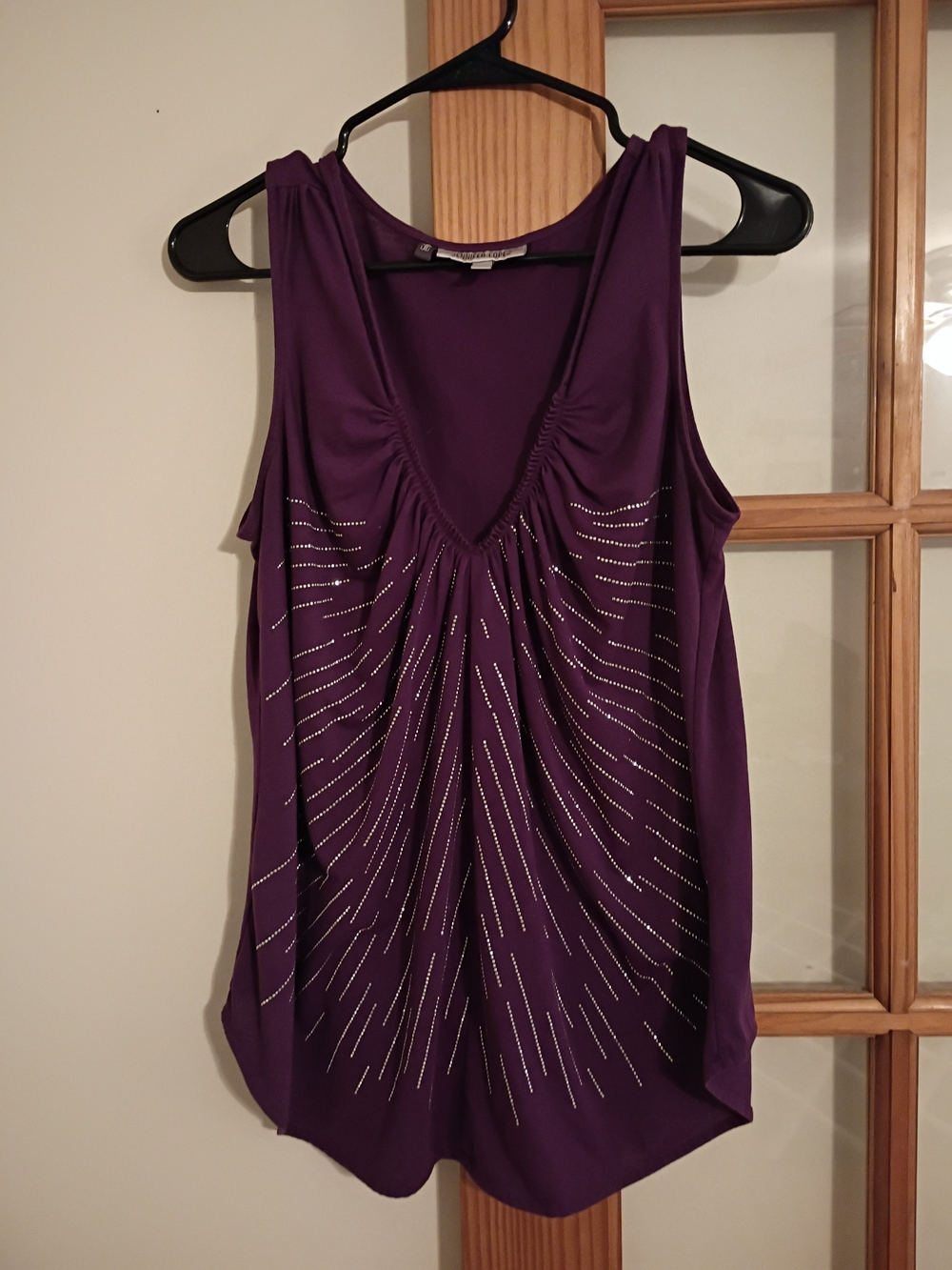 Jennifer Lopez Deep Purple V-Neck Tank with Radiant Rhinestones